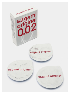 Sagami Original 0.02 - Полиуретановые презервативы, 3 шт