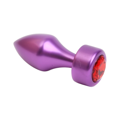 4sexdream фиолетовая металлическая анальная пробка со стразом в основании, 7.8х2.9 см (красный) 