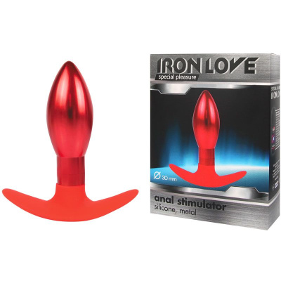Каплевидная металлическая анальная пробка Iron Love, 9.6х3 см (красный) 