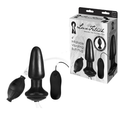 Lux Fetish Inflatable Vibrating Butt Plug - Надувная вибрирующая анальная пробка, 10.2х3.8 см 