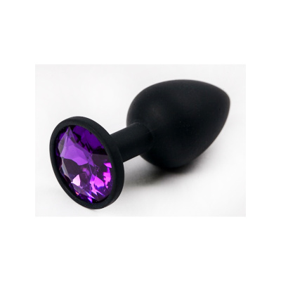 4sexdream силиконовая чёрная анальная пробка с кристаллом, 7х2.8 см (фиолетовый) 