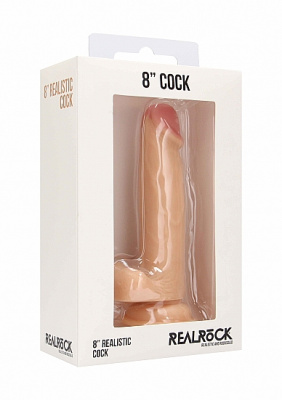 RealRock Realistic Cock With Scrotum 8 Inch реалистичный фаллоимитатор с мошонкой и присоской, 20х4.2 см 