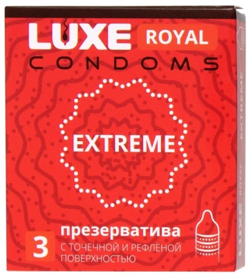 Ребристые презервативы Экстрим - Luxe Royal Extreme, 3 шт