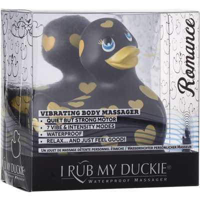 Big Teaze Toys I Rub My Duckie 2.0 Romance Collection вибратор-уточка, 9 см (чёрный с золотистым) 