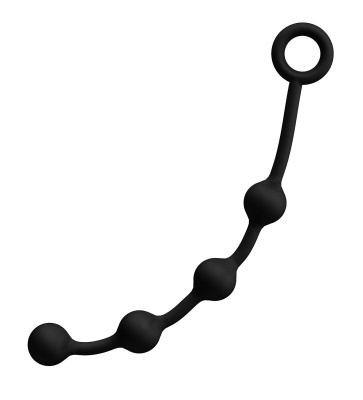 Джага-Джага - Чёрная анальная цепочка с 4 шариками, 33х2.9 см