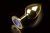 Пикантные штучки - Большая золотистая анальная пробка с ярким кристаллом - 9 см (синий)