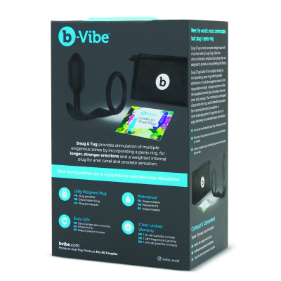 B-vibe Snug & Tug - Эрекционное кольцо с анальной пробкой, 8.3х2.9 см (чёрный) 