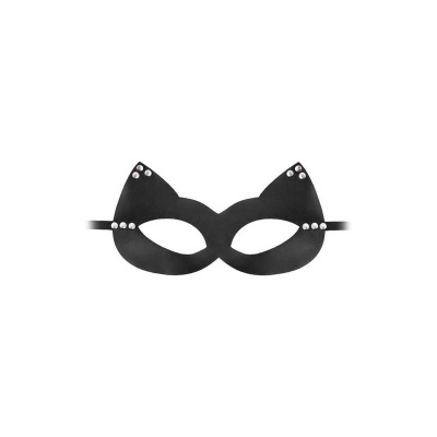 Штучки-дрючки - кожаная кошачья маска с заклёпками, чёрная (OS)