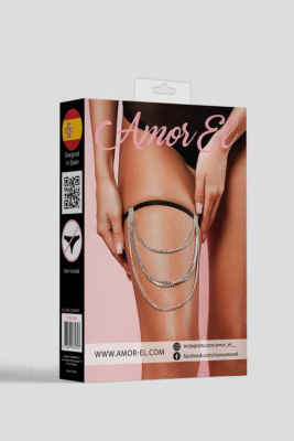 Amor El - Подвязка с декоративной цепочкой в кристаллах, OS (черный)