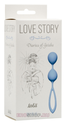 Love Story Diaries of a Geisha Lola - Вагинальные шарики со сдвоенным шнурком, 16,5 см (голубой)