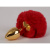 Анальная золотистая пробка с заячьим хвостиком, 6 см (красный) 