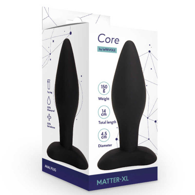Le Frivole Core Matter - Силиконовая анальная пробка, 14х4.5 см (чёрный) 