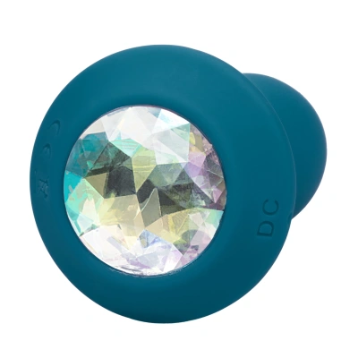 Calexotics Power Gem Vibrating Petite Crystal Probe анальная пробка с кристаллом и вибрацией, 9.5х3.25 см (голубой)  