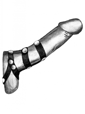 Джага-Джага - Комбинированное двойное кольцо с разделительным для мошонки и с крепление для поводка, 19.5 см (чёрный) 