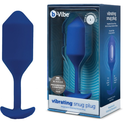 B-Vibe Vibrating Snug Plug 4 - Профессиональная пробка для ношения с вибрацией, 13.2х4.4 см (синий) 