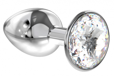 Lola Games Diamond Clear Sparkle Small металлическая анальная пробка с кристаллом, 7х2.8 см (прозрачный) 