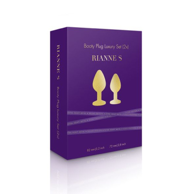 Rianne S Booty Plug Original Luxury Set 2x набор из 2 металлических аналных пробок с кристаллами, диаметр 3 и 3.5 см 