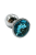 Kanikule анальная пробка из аллюминия с кристаллом в основании, размер М - 7х3.4 см (голубой) 