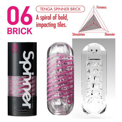 Tenga Spinner 06 Brick Masturbator - Мастурбатор с вращением, 13х4.5 см (прозрачный)