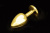Пикантные штучки - Большая золотистая анальная пробка с ярким кристаллом, 9 см (розовый)