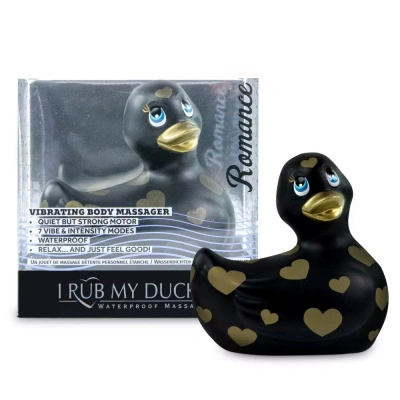 Big Teaze Toys I Rub My Duckie 2.0 Romance Collection вибратор-уточка, 9 см (чёрный с золотистым) 