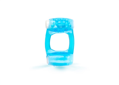 Браззерс - кольцо на член c двумя вибропулями, 6.5х2.5 см (голубой) 