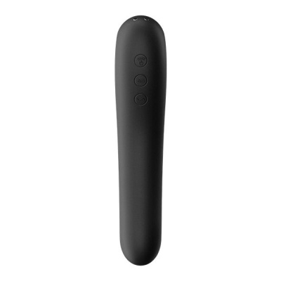 Dual Kiss - Двухсторонний вакуум-волновой вибростимулятор, 18 см (чёрный)