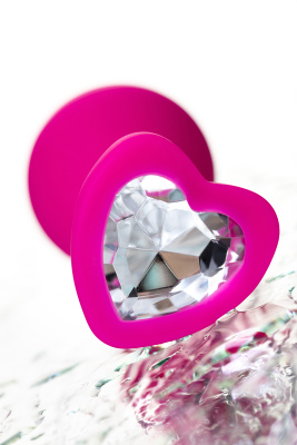 ToDo by Toyfa Diamond Heart силиконовая анальная пробка с кристаллом в форме сердца, 8х3 см 