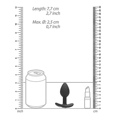 Ouch! Diamond Butt Plug With Handle анальная пробка с кристаллом для ношения, размер S - 7.7х2.5 см (чёрный) 