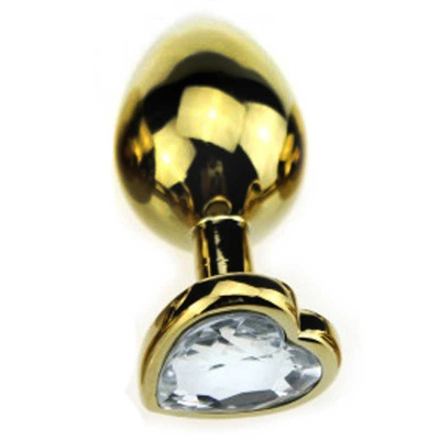 4sexdream золотистая анальная пробка с кристаллом в форме сердца, размер S 7.5х2.8 см (прозрачный) 