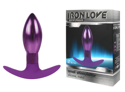 Каплевидная металлическая анальная пробка Iron Love, 9.6х3 см (фиолетовый) 