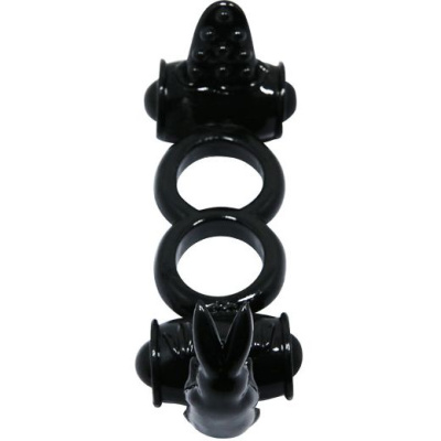Эрекционное кольцо с вибропулями - Baile, 15 см (чёрный) 