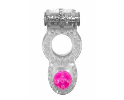 Эрекционное виброкольцо с клиторальным стимулятором Ringer - Lola Toys, 7 см (белый) 