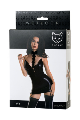 Erolanta Glossy Ivy платье с чокером из материала Wetlook, М (чёрный)