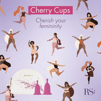 Rianne S Cherry Cup - Набор из 2 менструальных чаш и сумочка для хранения, S и M (розовый)