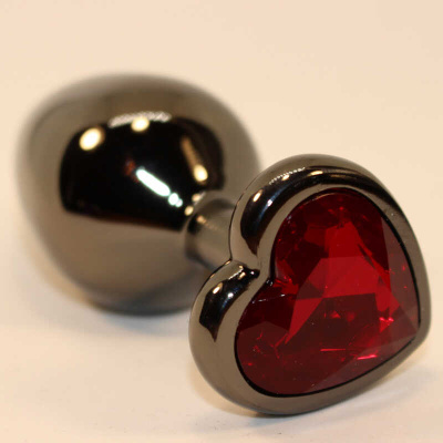 4sexdream золотистая анальная пробка с кристаллом в форме сердца, 8х3.5 см (красный) 
