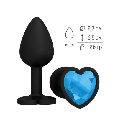 Джага-Джага - Анальная пробка с голубым кристаллом сердце, 6,5 см (голубой) 