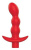 Изогнутый анальный стимулятор с вибрацией  и ограничителем, 11 см (красный)