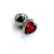 Анальная пробка из аллюминия с кристаллом в виде сердечка - размер M - Kanikule, 7 см (красный) 