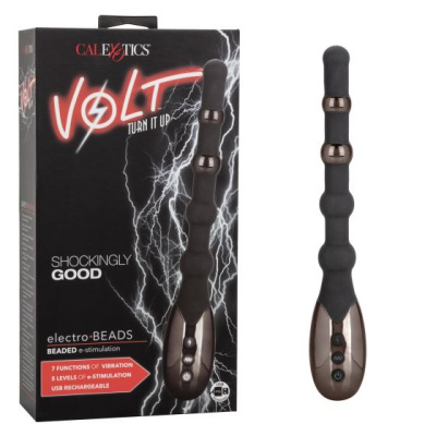CalExotics Volt Electro-Beads анальные шарики с вибрацией и элекстростимуляцией, 235х2 см (чёрный)