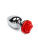 Большая серебристая анальная пробка с розочкой - Пикантные Штучки, 8.5 см (красный)