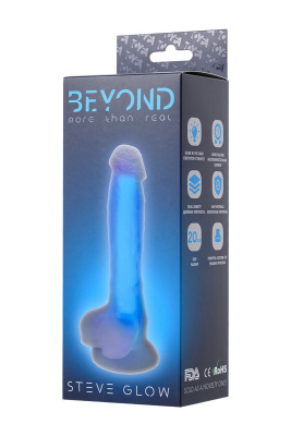 Beyond by Toyfa, Steve Glow - Фаллоимитатор светящийся в темноте, 20 см (синий)