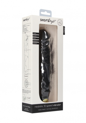 Shots Toys Realisic 10 speed Vibrator большой реалистичный вибратор, 24х5 см (чёрный)
