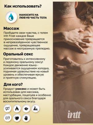 Intt Frost Massage Gel - Съедобный массажный гель с охлаждающим эффектом, 30 мл