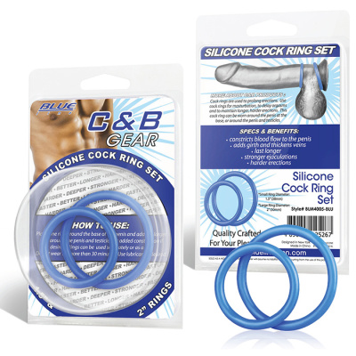 Silicone Cock Ring Set - Набор из двух силиконовых колец разного диаметра (синий) 