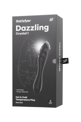 Satisfyer Dazzling Crystal 1 - Двусторонний стеклянный фаллоимитатор, 18,5х3.5 см (чёрный)