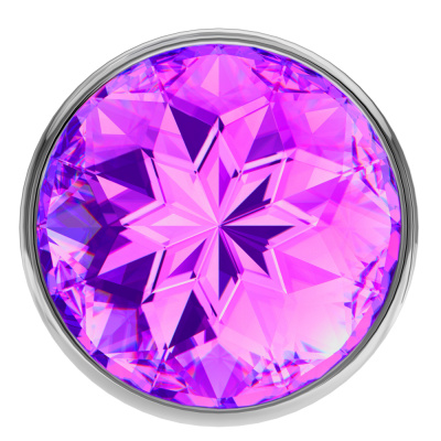 Lola Games Diamond Purple Sparkle Large - Серебристая анальная пробка с кристаллом в основании, 8,2х3,3 см (фиолетовый) 