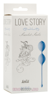 Love Story Scarlet Sails Lola - Вагинальные шарики с цветочным рельефом, 16 см (голубой)