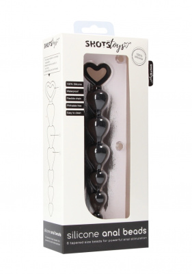 Shots Toys Silicone Anal Beads силиконовая анальная ёлочка, 17.5х2.5 см (чёрный)