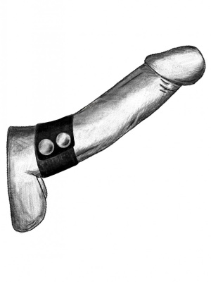 Джага-Джага широкий ремень-утяжка на пенис из эко-кожи, 17.5 см (чёрный) 